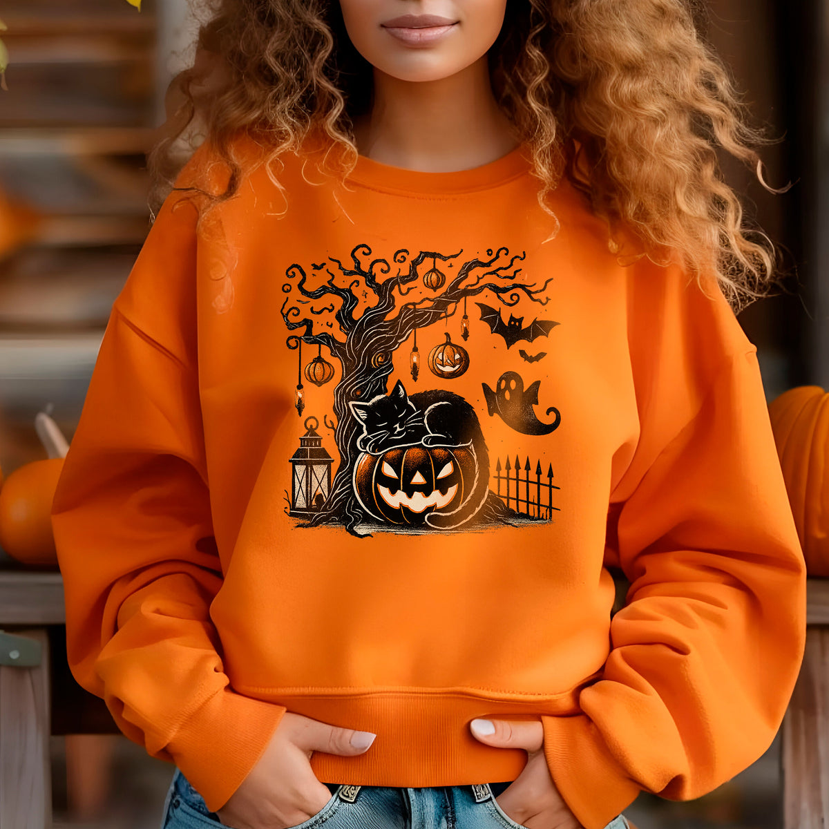 PumpkinCat - Halloween Crewneck Sweatshirt