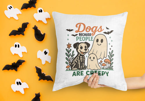 Cats&Dogs Because People are Creepy - Halloween Square Pillow