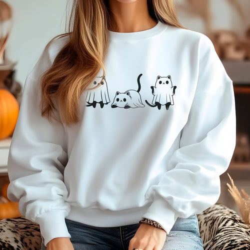 Cat Ghost - Halloween Crewneck Sweatshirt