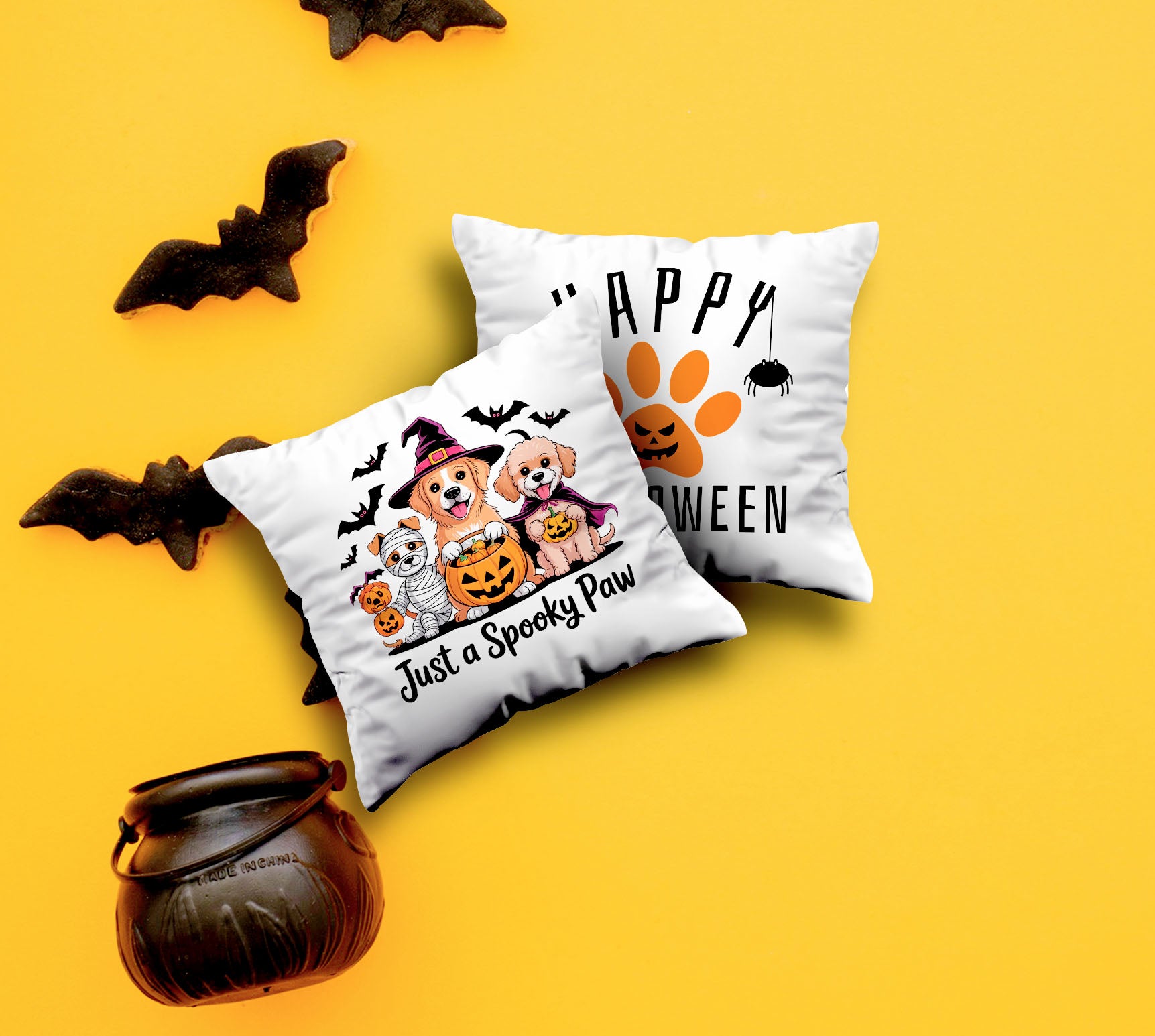 Spooky Paw - Halloween Square Pillow