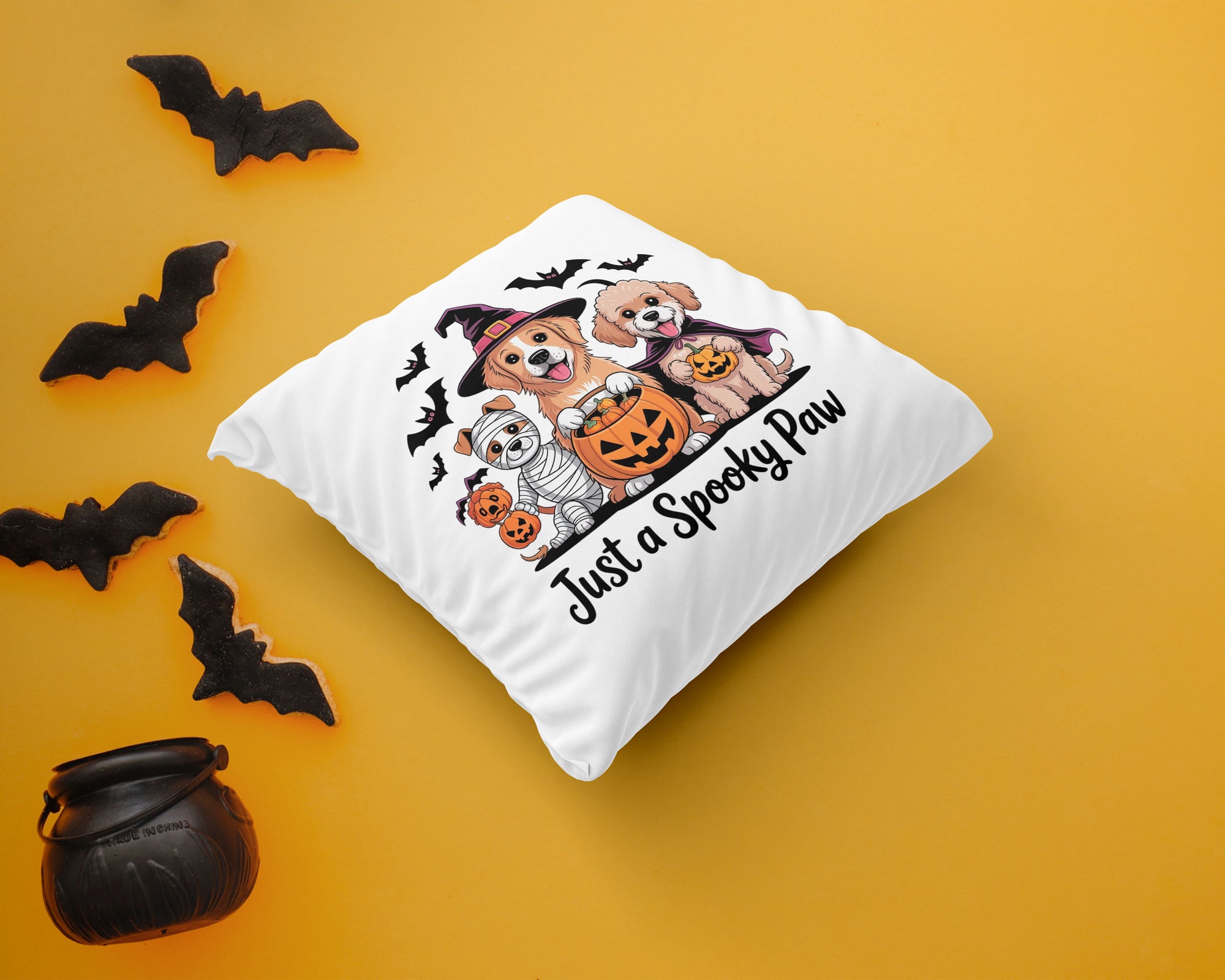 Spooky Paw - Halloween Square Pillow