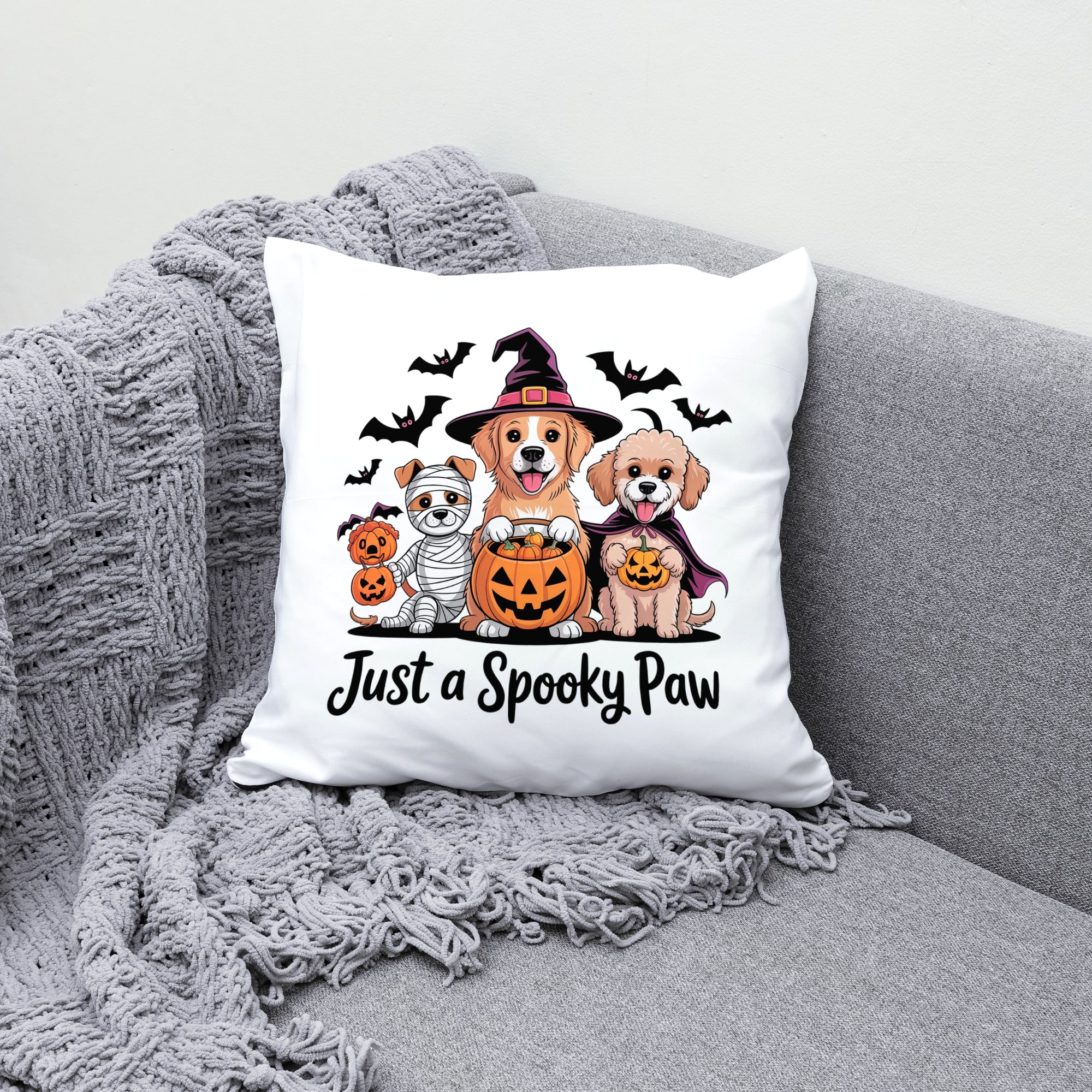 Spooky Paw - Halloween Square Pillow