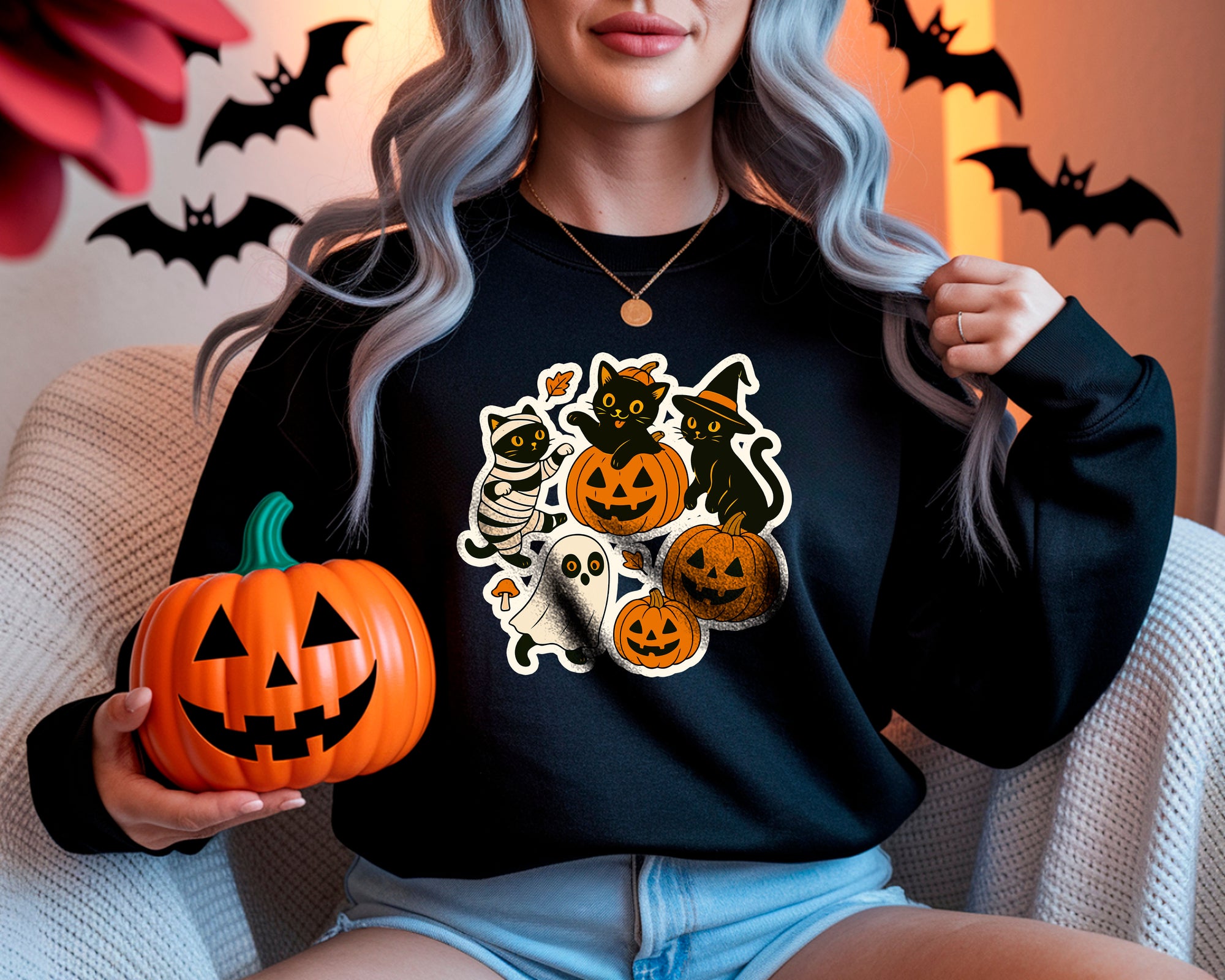 PumpkinCats - Halloween Crewneck Sweatshirt