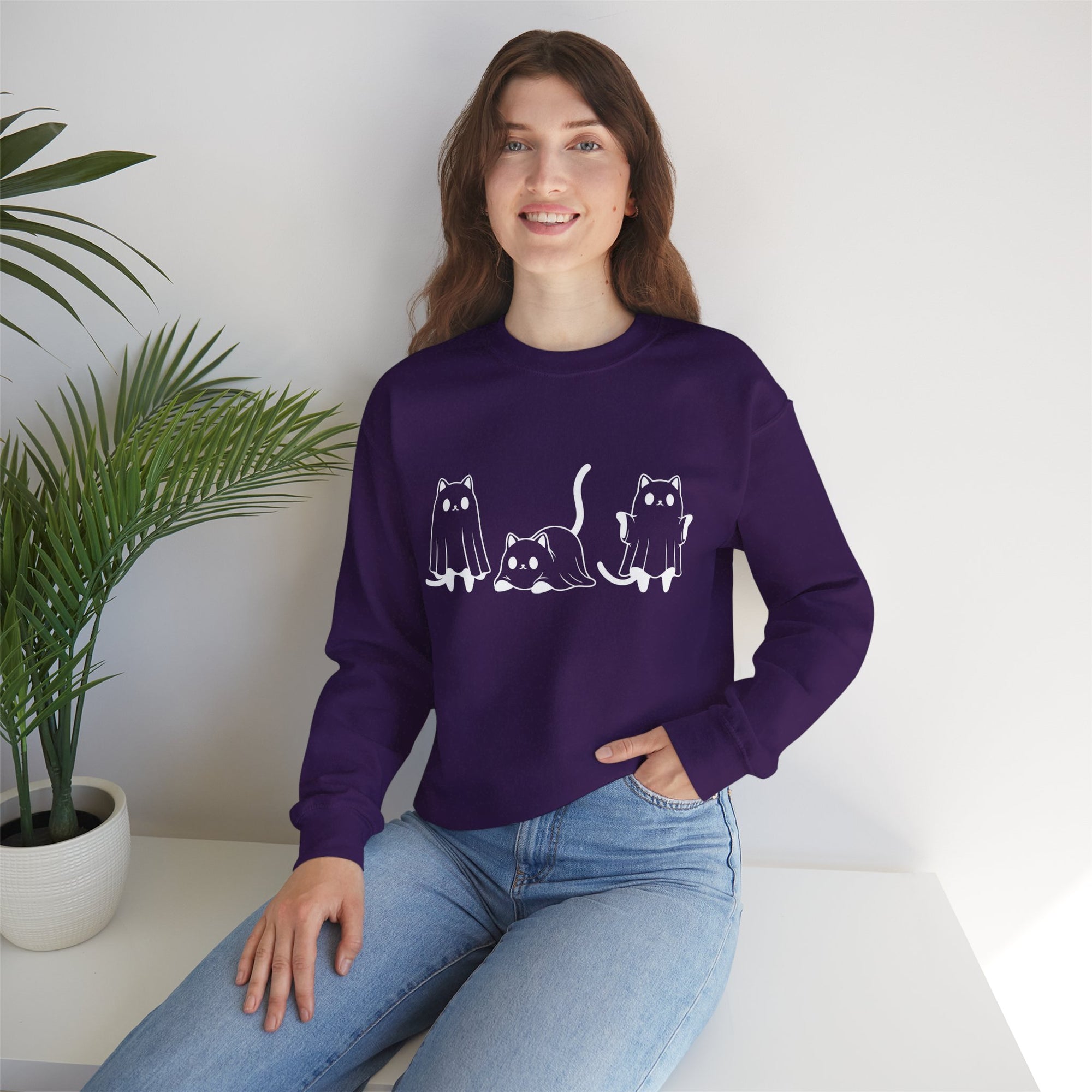 Cat Ghost - Halloween Crewneck Sweatshirt