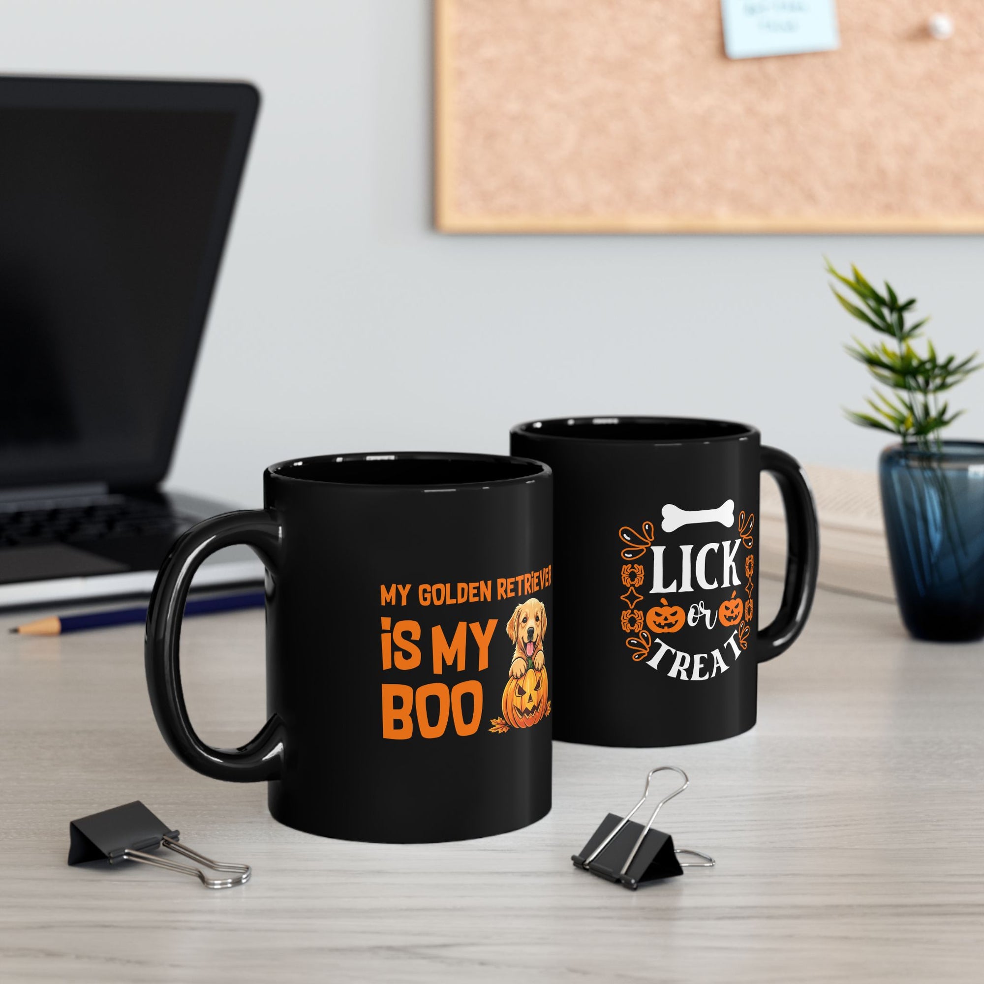 Golden Retriever Is My Boo - Halloween Black Mug (11oz)