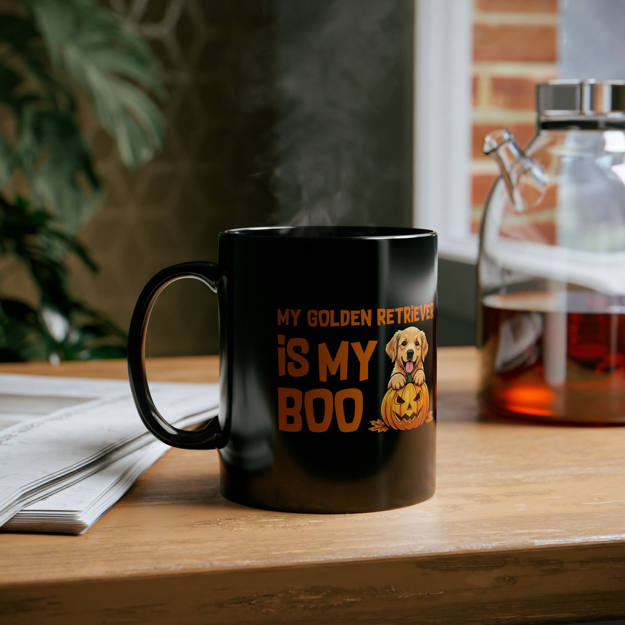Golden Retriever Is My Boo - Halloween Black Mug (11oz)