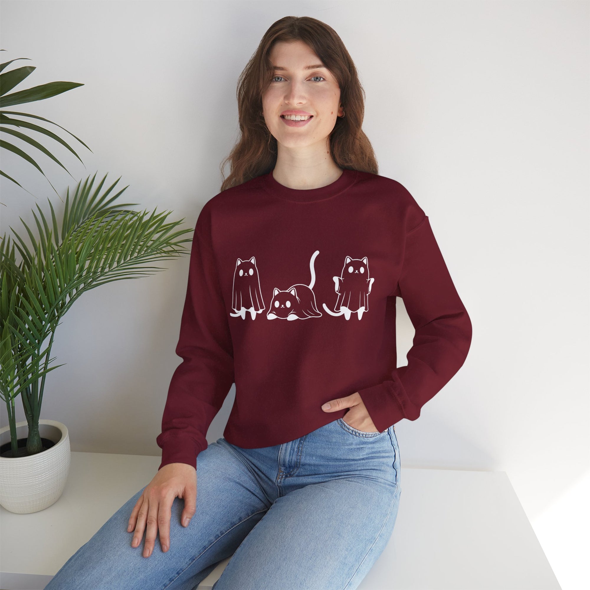 Cat Ghost - Halloween Crewneck Sweatshirt