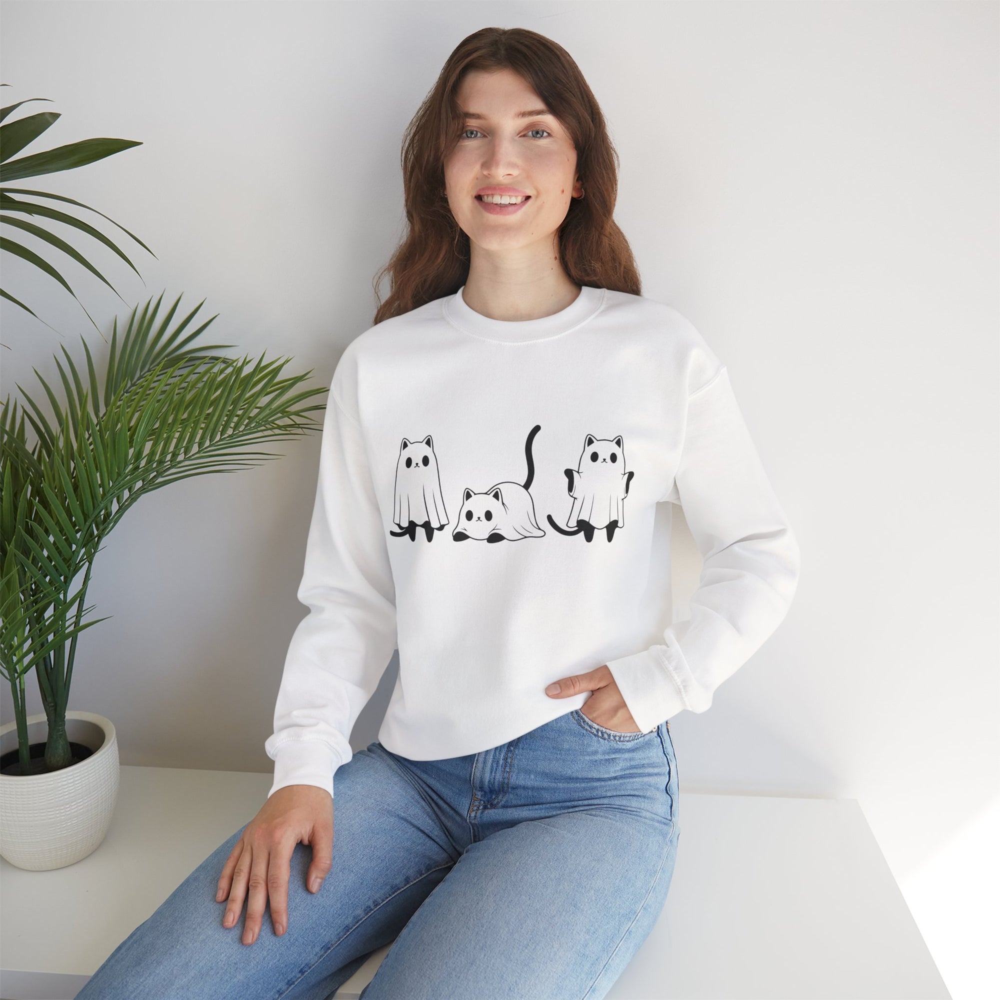 Cat Ghost - Halloween Crewneck Sweatshirt